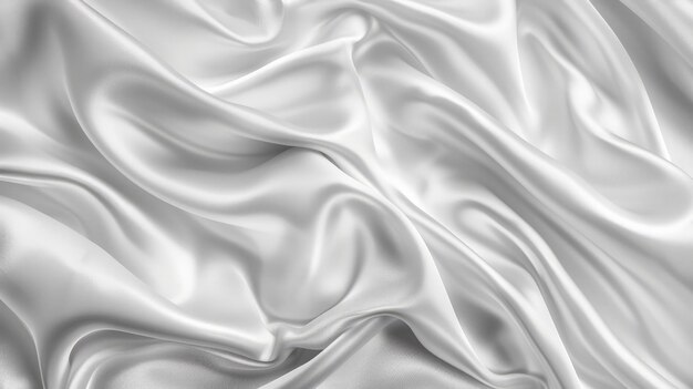 Textura de satén gris blanco que es tela de seda de plata blanca de fondo con un hermoso patrón borroso suave natural