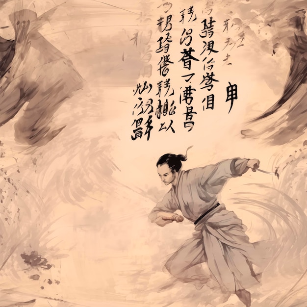 Textura sem costura Unicycling e ginástica chinesa Tai Chi Qigong Kung Fu