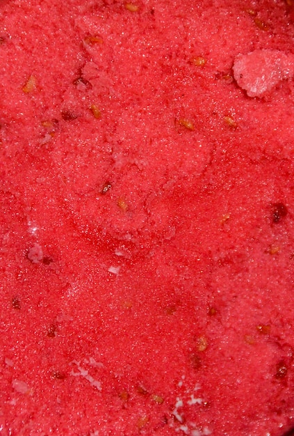 Foto textura del sorbete de frambuesa desde arriba