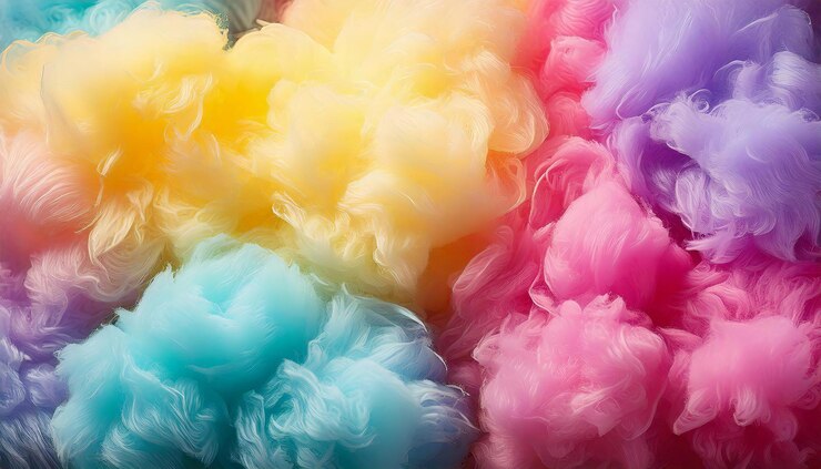 Foto textura suave de algodón caramelo pastel fondo en sombríos tonos amarillo púrpura y rosa