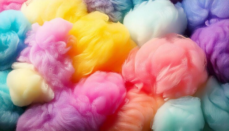 Foto textura suave de algodón caramelo pastel fondo en sombríos tonos amarillo púrpura y rosa
