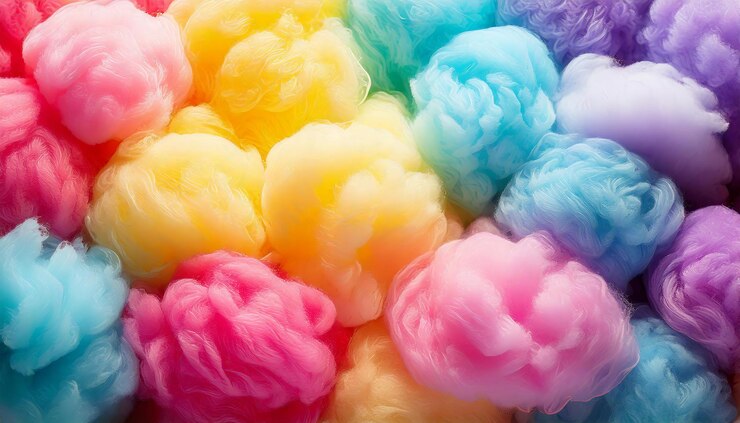 Foto textura suave de algodón caramelo pastel fondo en sombríos tonos amarillo púrpura y rosa