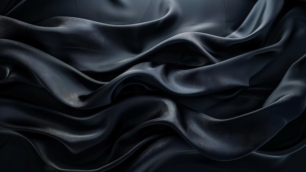 Textura suave e elegante de cetim preto fundo abstrato desenho de fundo luxuoso