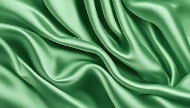 La textura suave y elegante de seda verde o satén de tela de lujo se puede usar como fondo abstracto