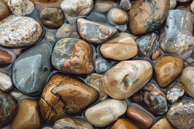 Textura suave de piedras de río pulidas por el tiempo y el agua IA generativa