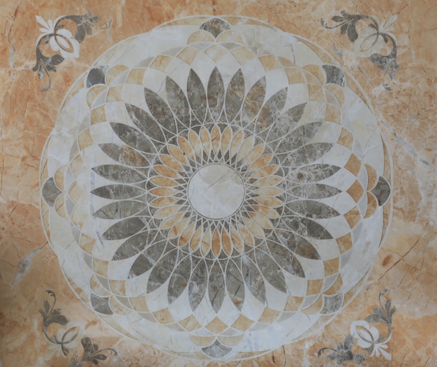 Textura de superficie de baldosas de mármol con patrón ornamental geométrico abstracto