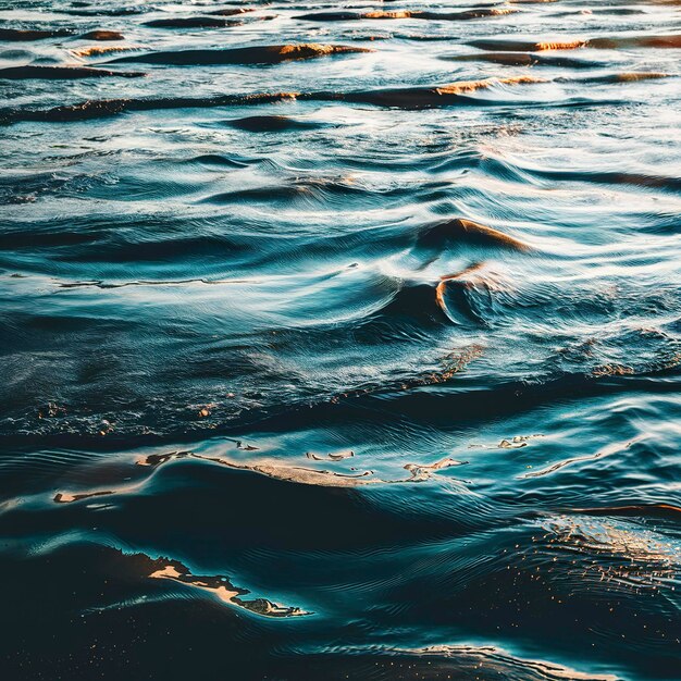 textura de la superficie del río olas brillando en el sol