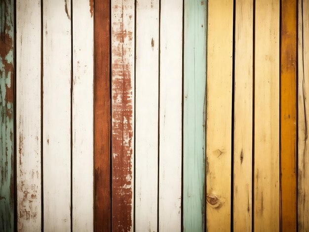 Textura de tableros de madera vintage con pintura agrietada de color blanco rojo amarillo y verde claro ai gen