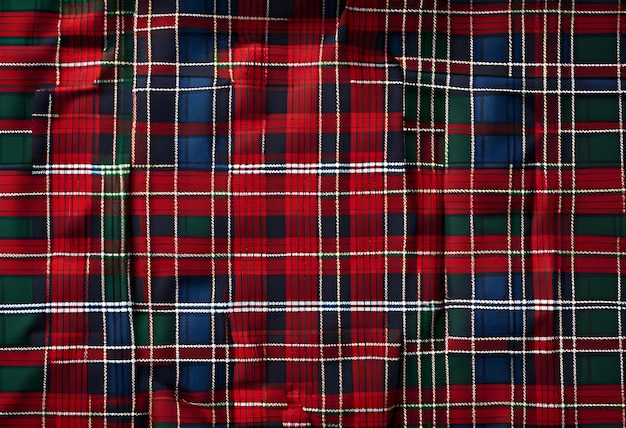 textura tecido tradicional de tartan escocês em vermelho verde e azul cheque
