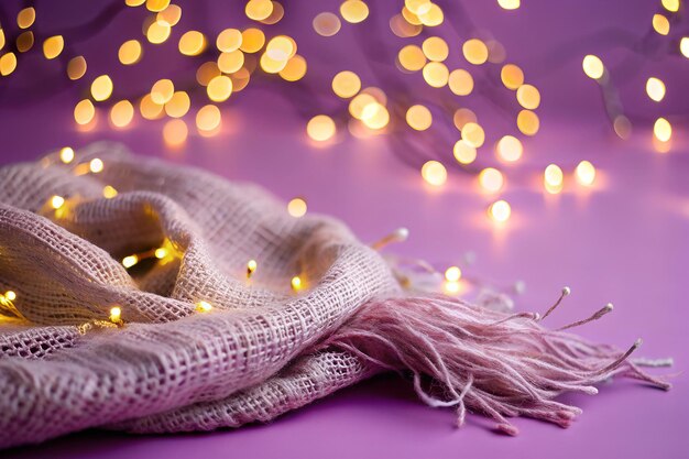 Una textura tejida que imita sutilmente una tela tejida a mano luces bokeh pastel flotan a través de la superficie