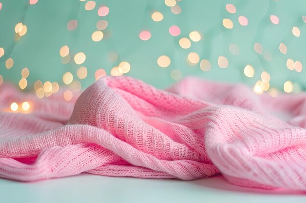 Una textura tejida que imita sutilmente una tela tejida a mano luces bokeh pastel flotan a través de la superficie