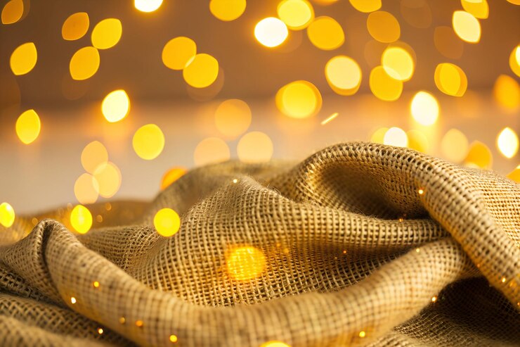 Una textura tejida que imita sutilmente una tela tejida a mano luces bokeh pastel flotan a través de la superficie