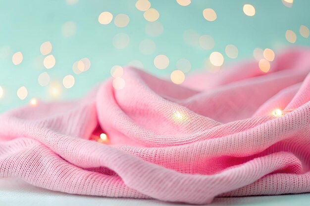 Una textura tejida que imita sutilmente una tela tejida a mano luces bokeh pastel flotan a través de la superficie