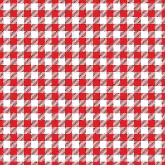 Textura de tela a cuadros de Gingham rojo y blanco