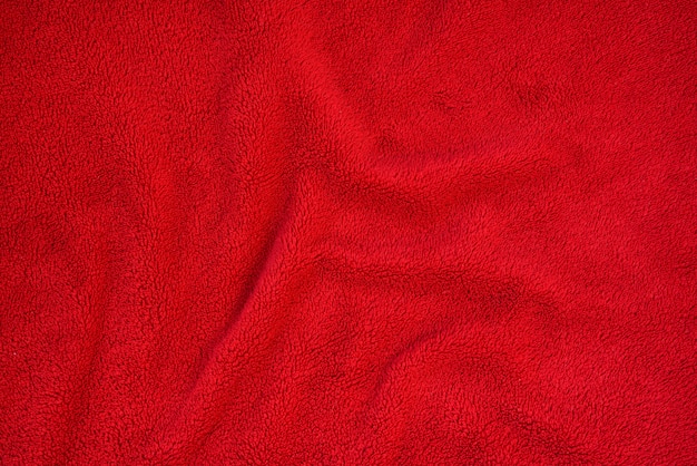 Textura de tela plisada de felpa. color rojo