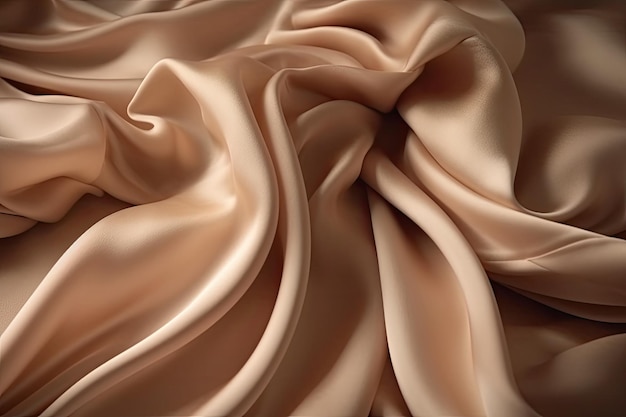 Textura de tela de seda suave y acogedora en cálidos tonos beige y crema