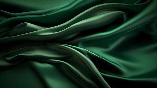 Textura de tela de seda verde oscuro con hermosas olas Elegante fondo para un producto de lujo