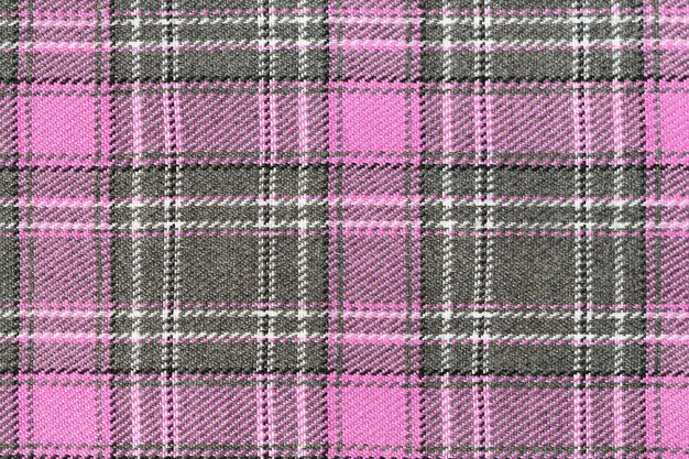 Textura de tela de tartan rosa y gris Fondo para su diseño Ropa y estilo escocés tradicional