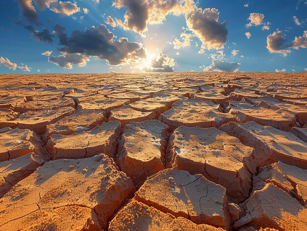 Foto textura de tierra seca agrietada en el desierto