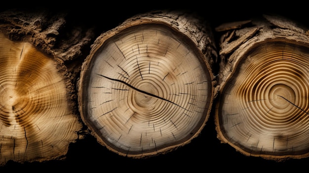 Textura de troncos de madera cortada generada por Ai