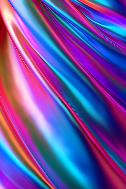 Foto textura ultravioleta holográfica da folha, superfície líquida, ondulações, reflexão metálica, renderização 3d