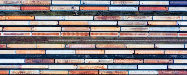 Textura de vagones en la vista superior de la estación de tren