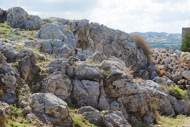 La textura de la valla de piedra.