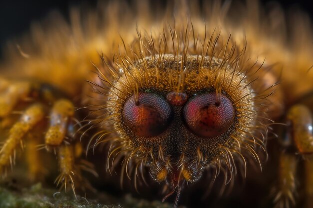 Una textura de zoom de microfotografía de cabeza de oruga