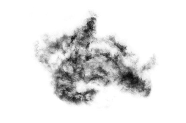 Foto texturado smokeabstract aislado en negro sobre fondo blanco