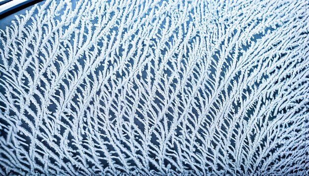 Texturas abstractas de hielo en una ventana de coche en invierno