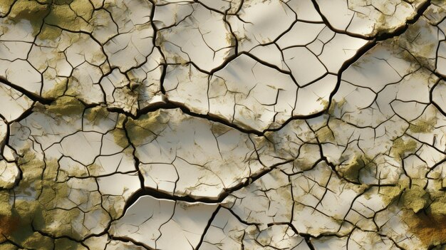 Texturas contrastantes de um chão seco e rachado do deserto e um oásis verde exuberante HD 4k