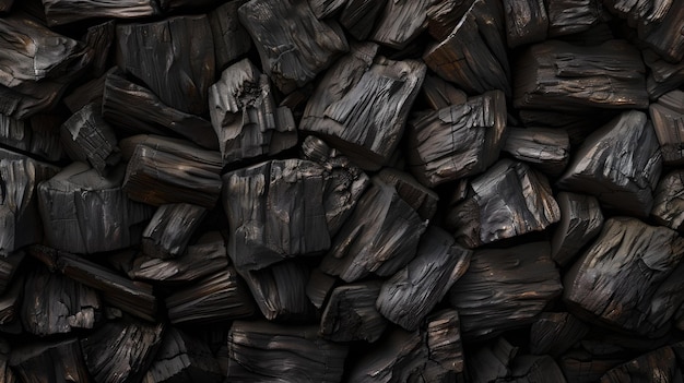 Texturas de carvão escuro em uma vista de perto fundo abstrato estilo artístico adequado para design e fundos AI