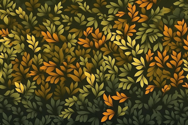 Foto texturas de folhas de grama verde e laranja para o fundo do jogo padrões sem costura de desenho animado vetorial