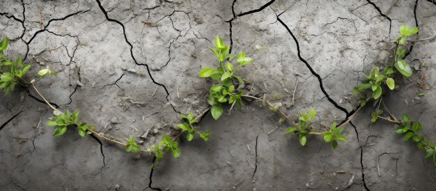 Foto texturas de pisos de cimento rachados com plantas em crescimento