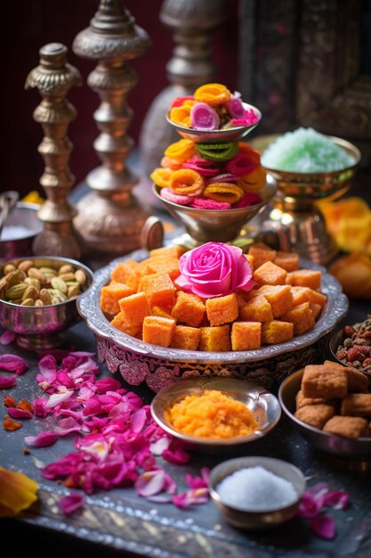 las texturas y detalles de los dulces tradicionales preparados para Gudi Padwa