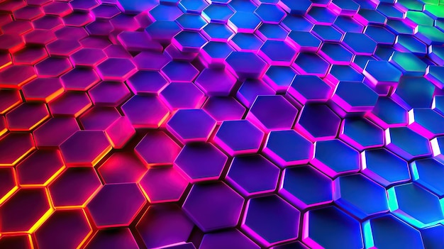 Foto texturas y fondos neon hex para redes brillantes una fotografía profesional debe usar una ia generativa de alta calidad