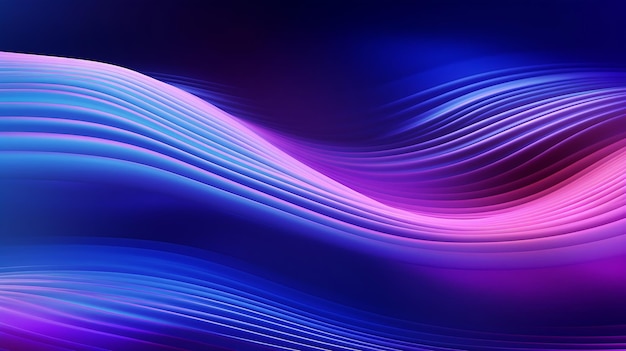 Texturas onduladas de néon Brilho desfocado Onda irisescente Desfoque fluorescente azul roxo c IA generativa