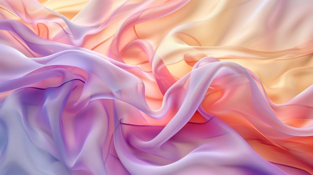 Texturas de telas de gradiente coloridas telas suaves de pastel ondas en fondo rosa púrpura y amarillo