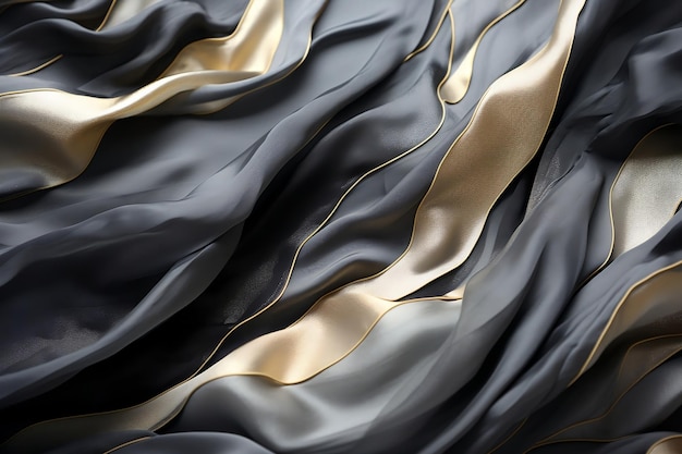 Textured Elegance Black Gold e Silver Silk Mesh IA Gerativa