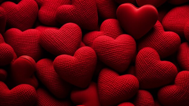 Texturierte rote Herzen auf einem dunklen Hintergrund, die die Liebe symbolisieren