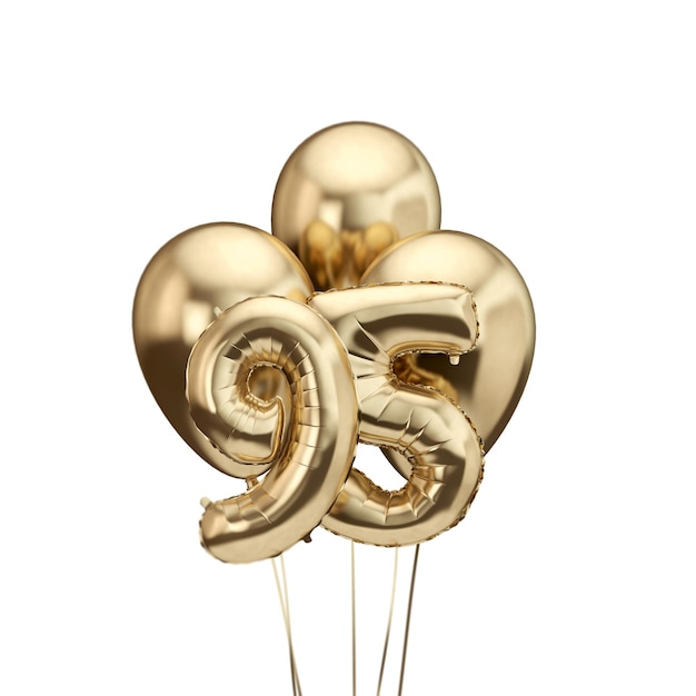 Foto th aniversário folha de ouro bando de balões feliz aniversário d renderização