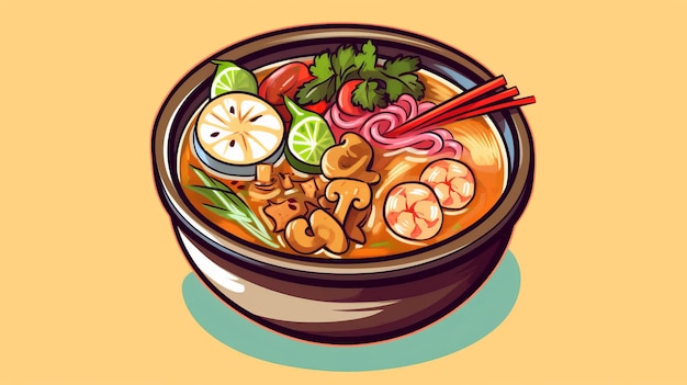 Thai panang curry comida arte vetorial ilustração de cor plana