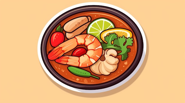 Thai Panang Curry Lebensmittel Vektorkunst Illustration flache Farbe