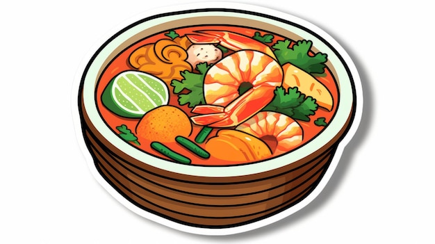 Thai Panang Curry Lebensmittel Vektorkunst Illustration Flachfarbe
