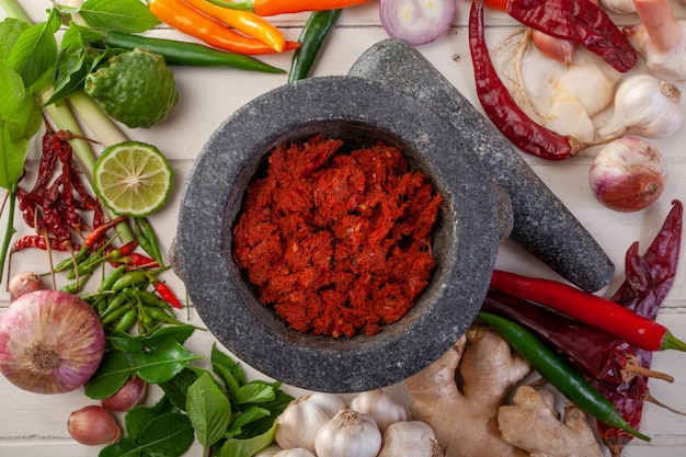 Foto thai red curry paste con ingrediente