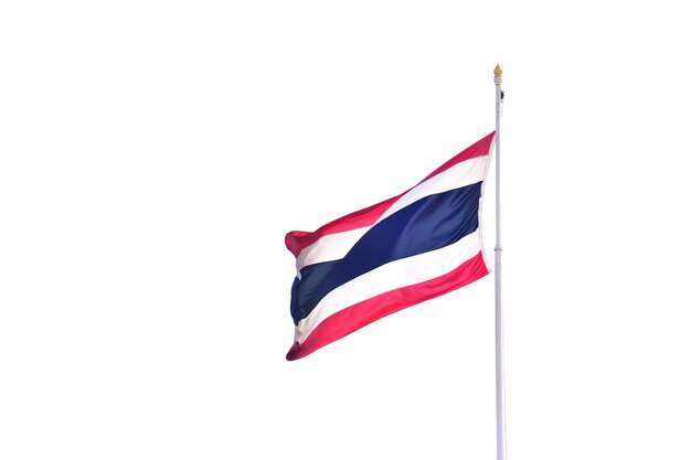 Thailändische Flagge auf weißem Hintergrund