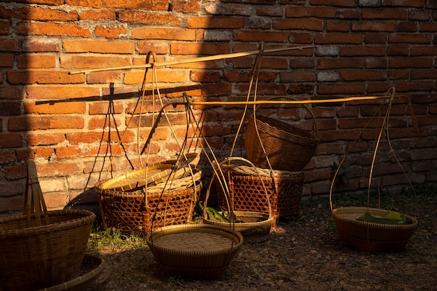 Foto thailändische traditionelle handwerksbambuskörbe