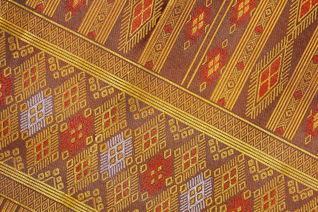 Thailändischer Silk Handwerksmusterabschluß oben, Thailand-Textilart