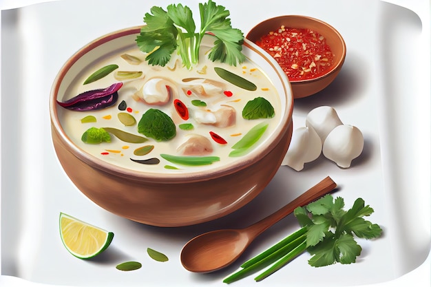 Thailändisches Tom-Kha-Gai-Essen