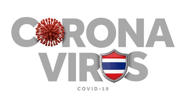 Thailand-Coronavirus-Konzept mit Mikrobe und Schild d-Rendering